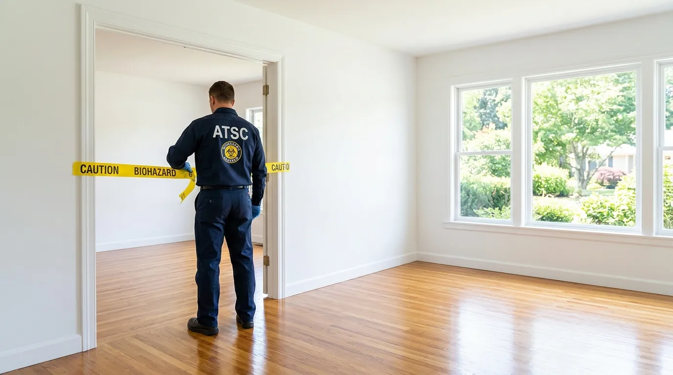 Certified biohazard cleanup crew performing Trauma Scene Cleanup in Acton